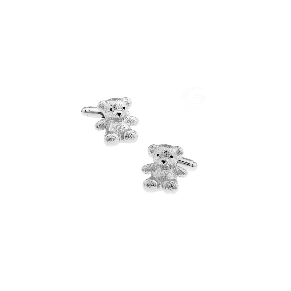 Men's Cuff Links Copper Material Silver Teddy Bear Cufflinks & Retail Multicoloured