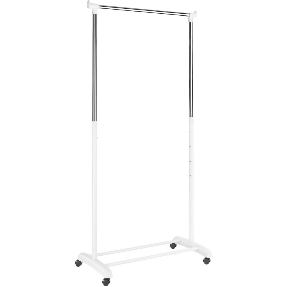 (White) AAMEN Clothes Rail with Wheels & Adjustable Rack Clothes