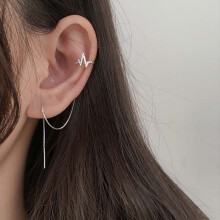 1 Piece Crystal Ear Cuff Clip Chain Tassel Clip On Earrings for women Silver Korea Jewelry Femme Earcuff