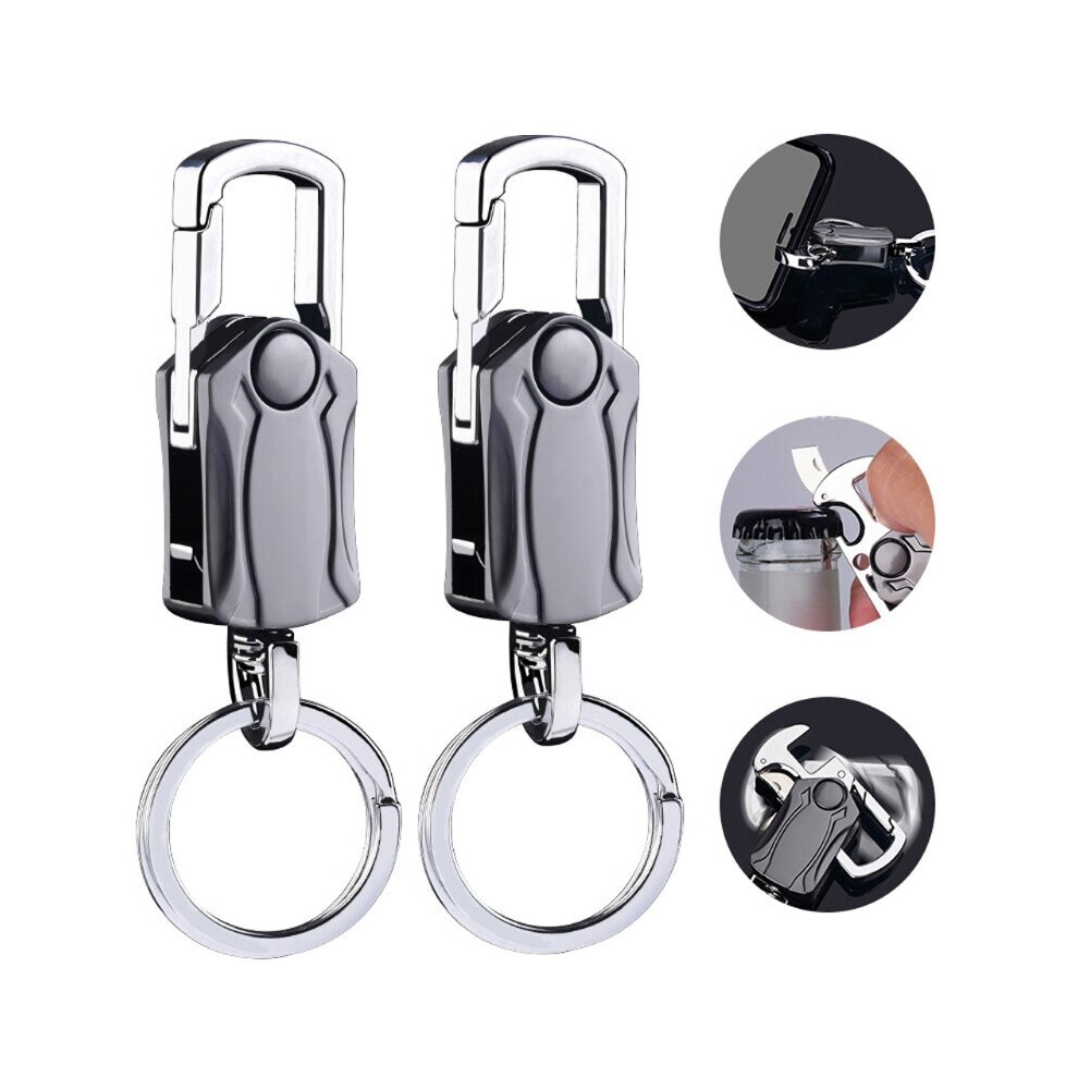 4-in-1 Heavy Duty Key Chain Anti-Anxiety Rotatable Keyring Box Cutter Phone Holer Bottle Opener Keychain-image-OPC-PBRDR2P-NEW