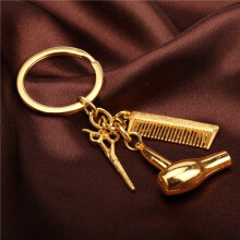 Barber Shop Hair Dresser Tools Keychain 3D Barber Pole Razor Hairclippers Key Chains Creative Trinkets Souvenir