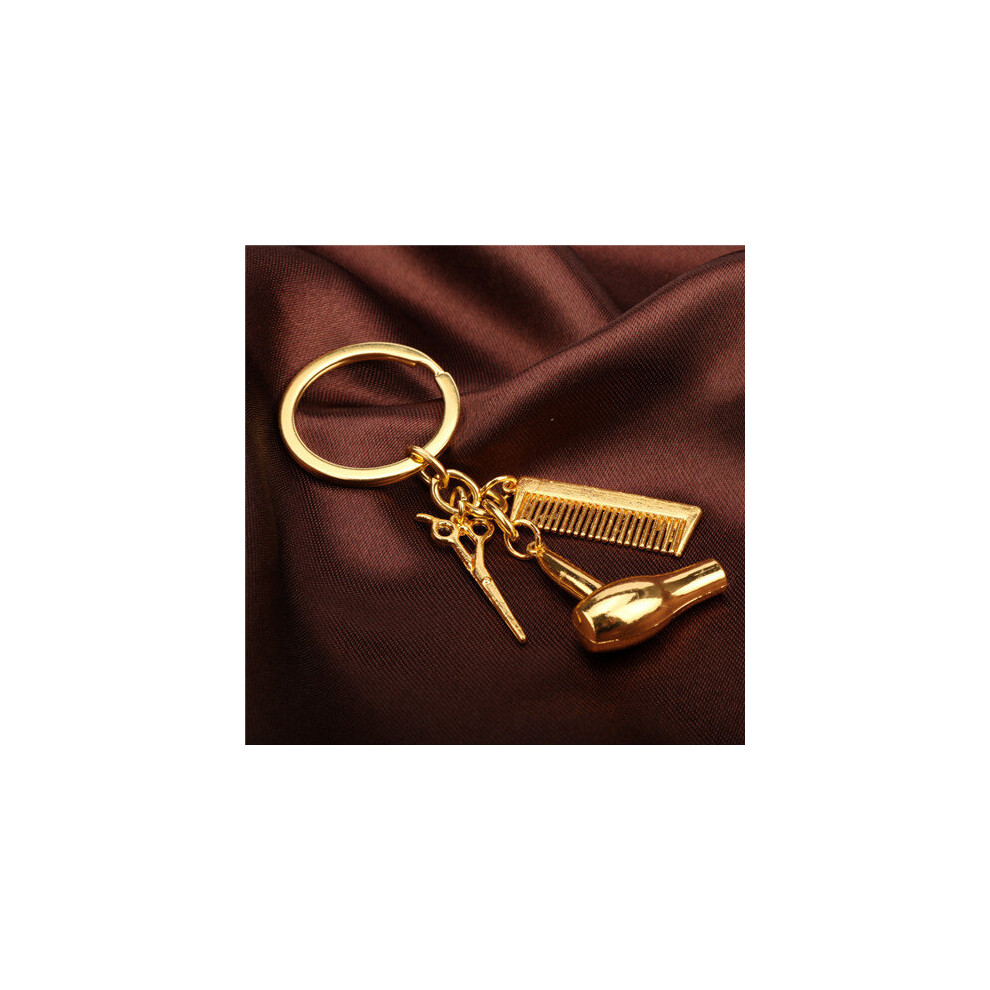 Barber Shop Hair Dresser Tools Keychain 3D Barber Pole Razor Hairclippers Key Chains Creative Trinkets Souvenir 885485382038