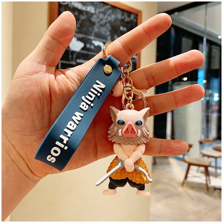 Cartoon Demon Slayer 3D Figure Keychain Anime Kimetsu no Yaiba Lanyard