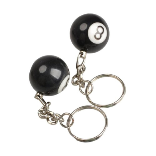 2x billiard ball key chain key ring happy No. 8 2