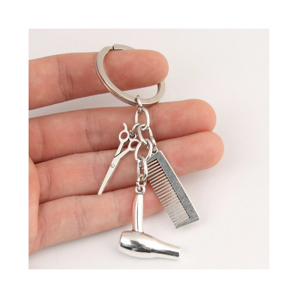 Unisex Not,Specified Hairstylist Keychain Hair Salon Key Ring Hair Dryer Scissors Comb Key Chain Hairdresser For Women And Men Diy Jewelry