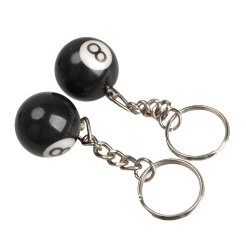 2x billiard ball key chain key ring happy No. 8 1