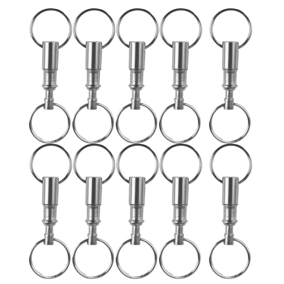10Pcs Dual Detachable Keychains Quick Release Pull-Apart Outdoor Travel Key Rings Accessory Lock Holder With Two Split Rings 885485403641