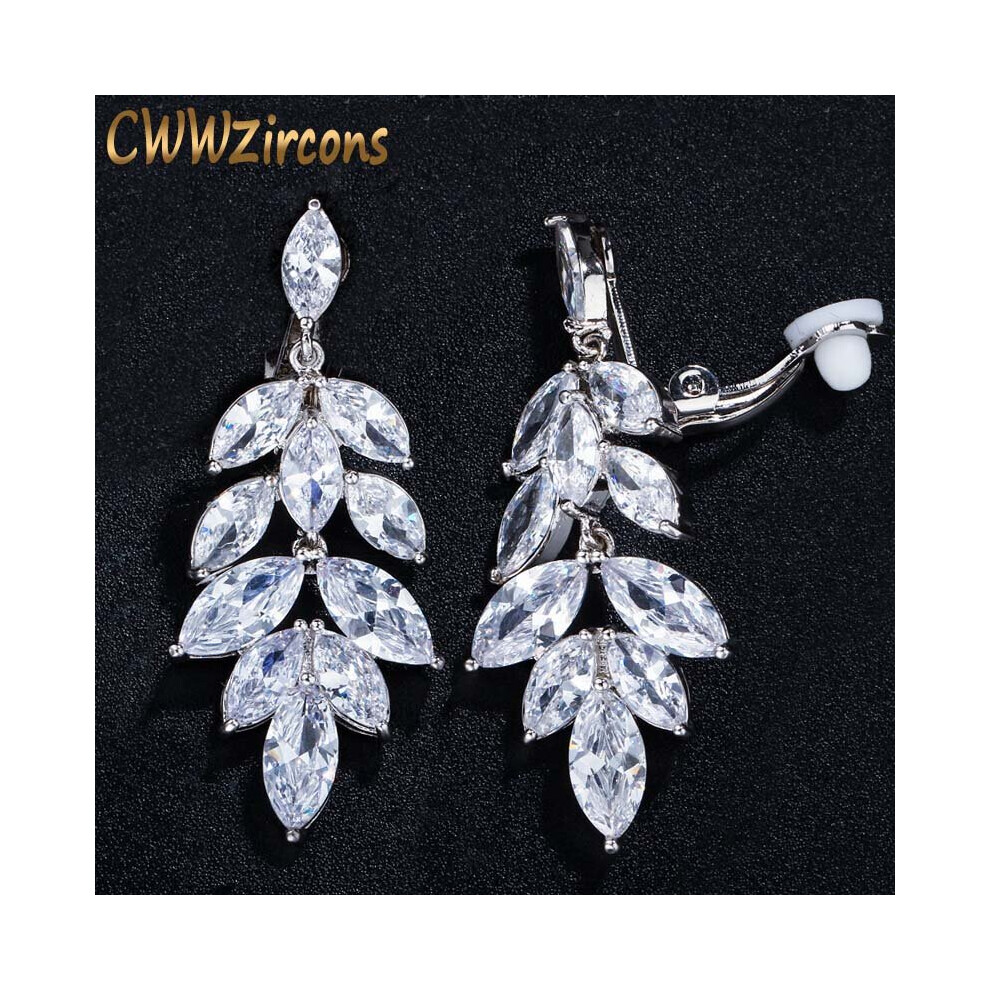 CWWZircons Gorgeous Long Drop Cubic Zirconia Crystal Japanese No Pierced Ear Clip On Earrings for Women Wedding Party CZ407-image-OPC-PBRDXDJ-NEW