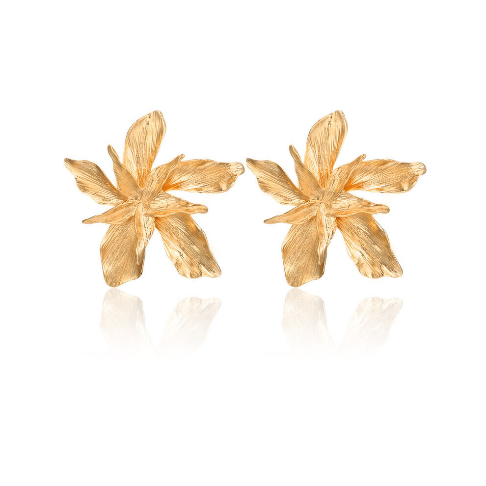 Petal Earrings Big Flower Stud Earrings for Women Party Jewelry Statement Large Metal Earrings-image-OPC-PBRDXMD-NEW