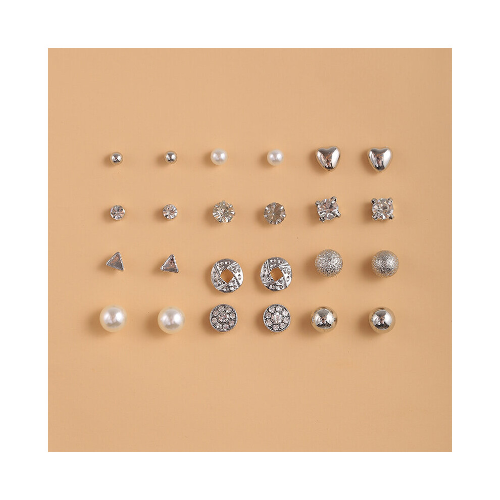 Vintage Cubic Zirconia Round Stud Earrings Set For Women Silver Crystal Rhinestone Bow Earrings Brinco Jewelry