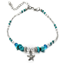 Irregular Turquoise Anklets for Women Summer Beach Starfish Pendant Ankle Bracelet Girls IAnkle Chain Accessories Gift