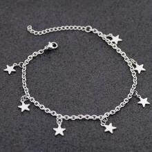 Allergy Stainless Steel Ankle Bracelet for Women Pentacle Love Heart Charm Bracelet on Leg Girls Foot Chains Anklet Jewelry