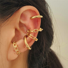 5 pcs/set Clip Earrings Set for Women Small Round Circle Earcuff Steampunk Accessories