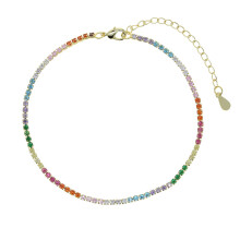 Rainbow CZ Tennis Chain Anklet 21+5CM Adjust Chain Selling Beach Women Girl Colorful Foot Chains