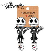 Jack The Nightmare before Christmas Two Pieces Acrylic Clip Earrings Brincos de brinco de resina Epoxys Ear Jewelry