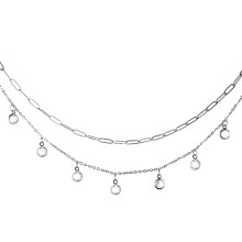 Multi-layer Stainless Steel Paper Clip Chain Tassel Foot Chain Crystal Anklet For Women Girls Summer Beach Foot Jewelry