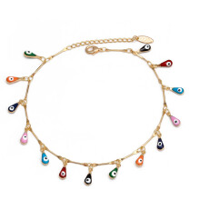 EVIL EYE Water Drop Sun Star Charm Anklet Foot Chain Ankle Bracelet Adjustable Jewelry for Women Female Girls EY6528