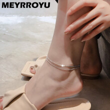 Silver Double Layer Asymmetrical Unique Round Anklet INS Girl Woman Jewelry