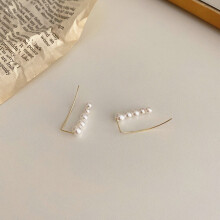 Style Pearls Earcuff With Piercing Irregular Climber Crawler Clip Earrings For Women Jewelry