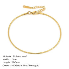 (Silver) Snake Chain Anklet Stainless Steel Adjustable Ankle Chain For Girls Female Jewelry Accessories
