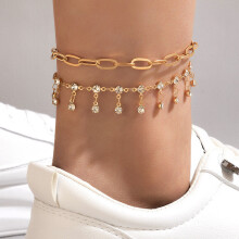 One Set Bohemian Flower Chain Anklets For Women Girl Charm Link Anklet Bracelet Beach Party Jewelry