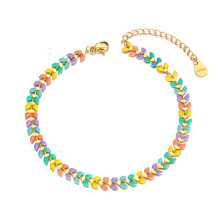 Geometric Arrow Charm Anklets For Women Girl Stainless Steel Colorful Dripping Glaze Foot Bracelet Jewelry A22009