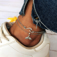 Bohemian Ocean Wave Whale Tail Anklet Bracelets For Women Beach Ankle Chain Foot Bracelet Summer Jewelry