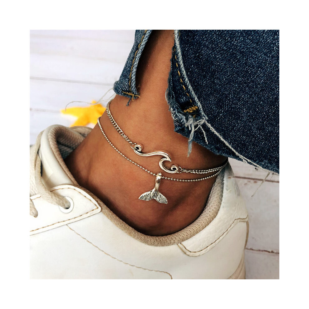 Bohemian Ocean Wave Whale Tail Anklet Bracelets For Women Beach Ankle Chain Foot Bracelet Summer Jewelry Multicoloured
