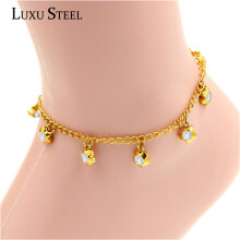 Sell Anklets Round Colorful Crystal Pendant Chain Anklet For Women/Girl Christmas Gift