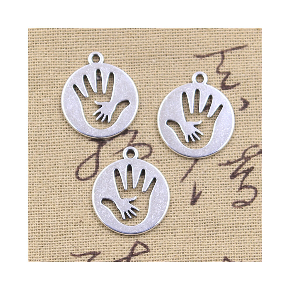 Multicoloured 15Pcs Charms Maternal Love Mother Palm Baby Hand 23X20mm Antique Silver Pendants Diy Craft Making Tibetan Jewelry