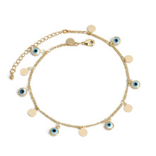 Lucky Eye Heart Fatima Hand Round Tassel Foot Chain Anklet Adjustable Evil Eye Ankle Bracelet for Women Girls Jewelry BE482