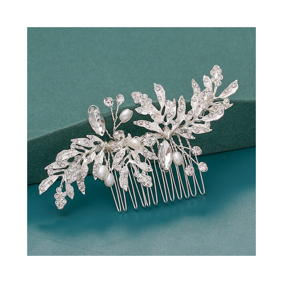 Bride Hair Combs Hair Accessories Wedding Bridal Headpiece Silver Crystal Pearl Wedding Ornaments Hair Jewelry-image-OPC-PBRFJSN-NEW