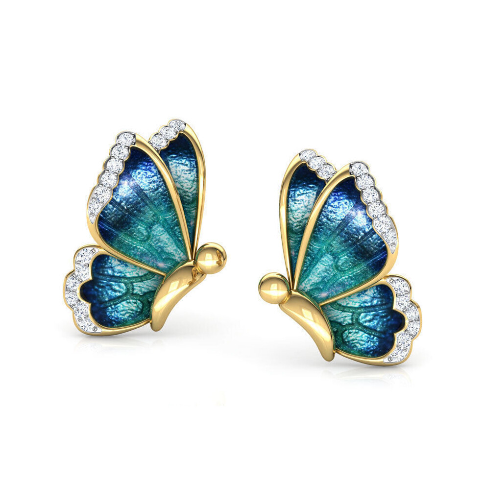 Oil Painted Butterfly Stud Earrings Rhinestone Wild Animal Female Women Birthday Party Jewelry Girls Gift 3 Colors-image-OPC-PBRFKBB-NEW