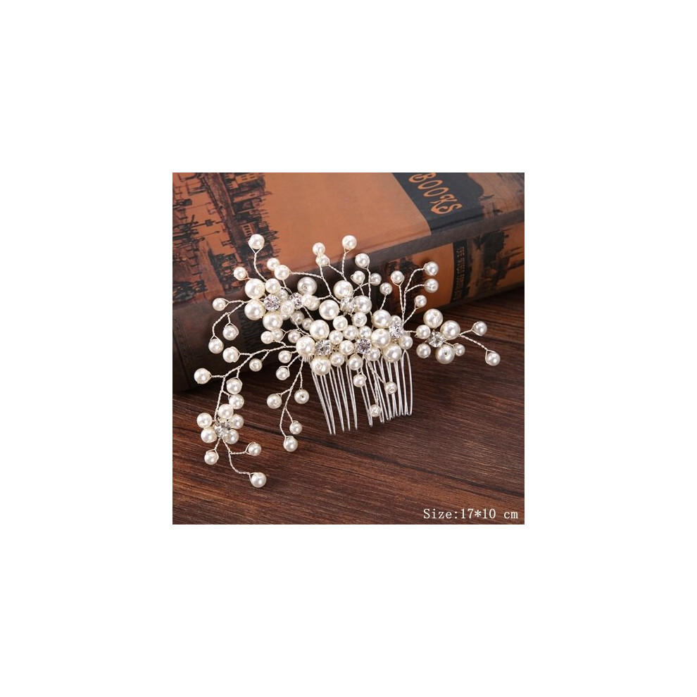 Bridal Pearl Hair Comb Wedding Accessories Rhinestone Flower Wedding Hair Comb Jewelry Wedding Hair Ornaments Bridal Headdress-image-OPC-PBRFKCY-NEW