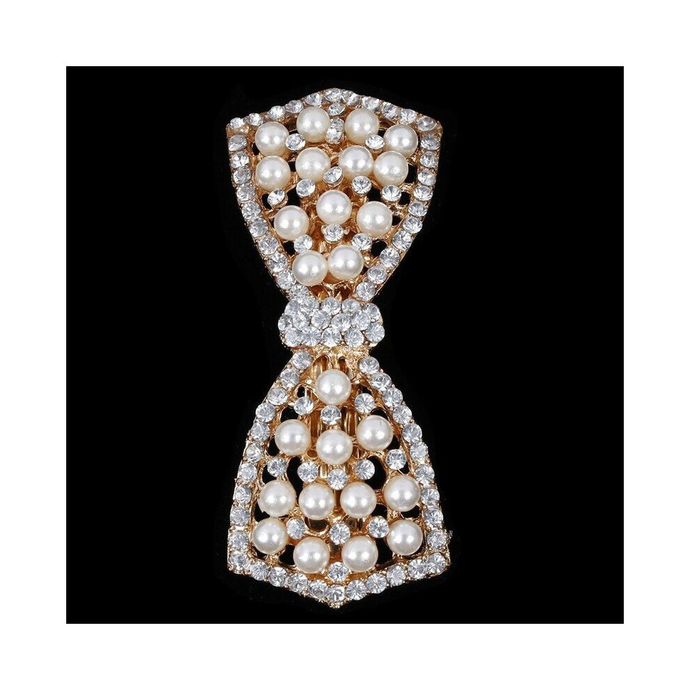 Delysia King Women Pearl Bow Hair Accessories Girls High-grade Grace Temperament Crystal Inlay Horsetail Clip-image-OPC-PBRFKVJ-NEW