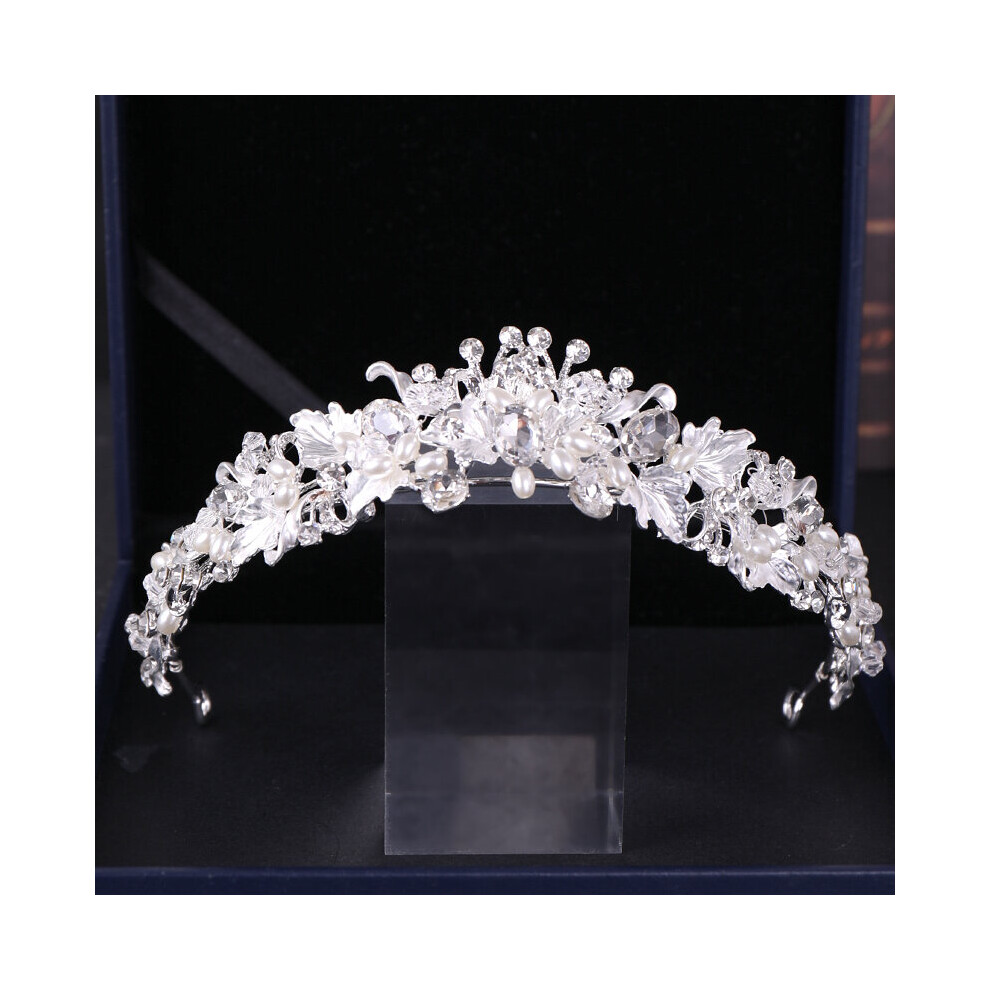 Silver Baroque Crystal Crown Tiara For Women Bride Queen Headpiece Tiaras Bridal Wedding Hair Jewelry Accessories-image-OPC-PBRFNYM-NEW