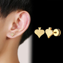 Punk Heart Spades Stud Earrings for Men Women, Anti Allergy Stainless Steel Small Ear Jewelry, Vintage Boys Girls Accessory