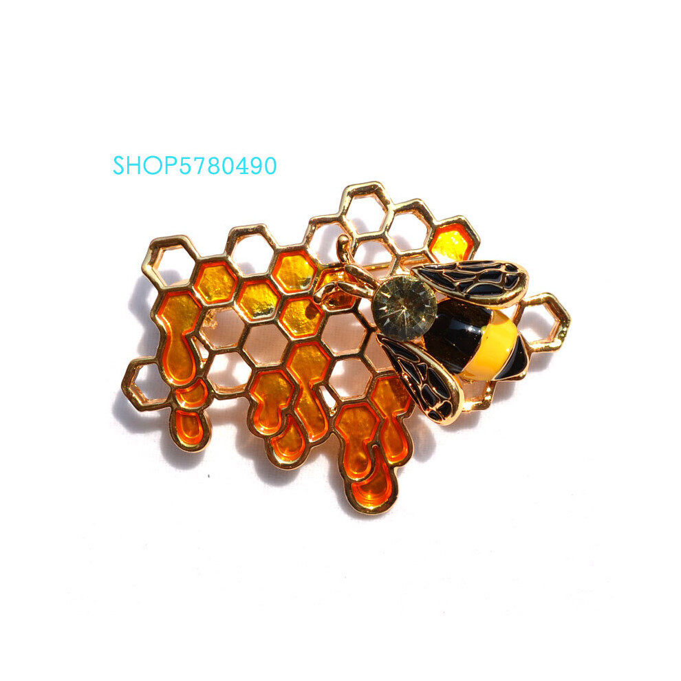 Breast Pin Honeybee Brooch for Women Rhinestone Bee Brooch Coat Garments Lady Jewelry