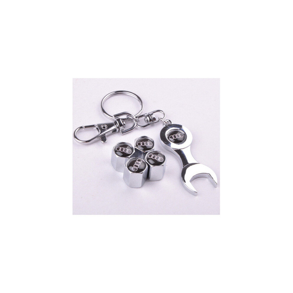4Pcs Car Wheel Tire Valve Caps With Wrench Keychain For Audi 5701510941634