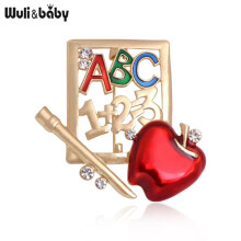 Enamel Pencil Book Brooches Unisex Student Teacher School Party Office Brooch Pins