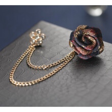 Vintage Mixed Fabric Rose Brooches Tassel Chain Men Suit Collar Brooch Broche Lapel Pin Brooches for Women Jewelry Accessories