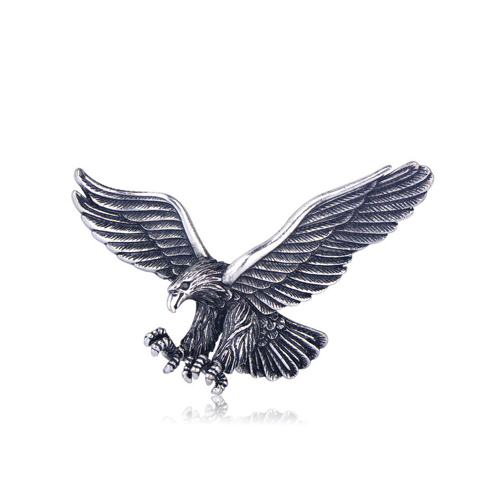 Vintage Antique Silver Jewelry Flying Eagle Brooch Men Boys Suit Scarf Accessories Bird Pins Birthday Party Gift