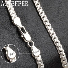 (White, 50cm) S925 Sterling Silver 6mm Full Sideways Necklace 8/18/20/24 Inch Chain For Woman Men Wedding Engagement Jewelry