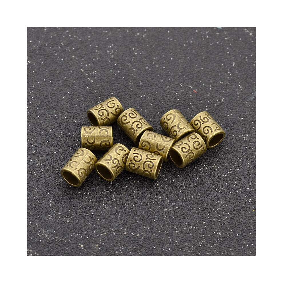 Unisex Multicoloured Lychee 10Pcs Copper Bronze Dreadlock Hair Braid Dread Tube Cuff Clip Beads Hole Hair Braiding