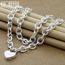 925 Sterling Silver Cuore Blocco Ciondolo Collana 18 Pollici Catena Per Donne Matrimonio Fidanzamento Gioielli