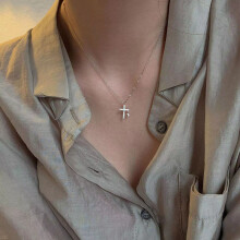 Classic 925 Sterling Silver Cross Necklace Cross Small Pendant Charm Clavicle Chain Ladies Fine Jewelry