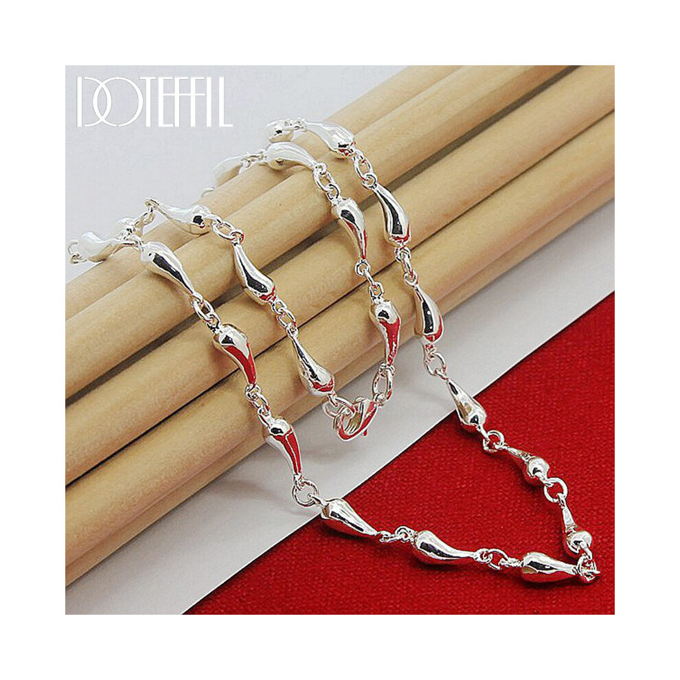 925 Sterling Silver Water Drop Pendant Necklace For Woman 18 Inch Chain Wedding Engagement Jewelry Multicoloured