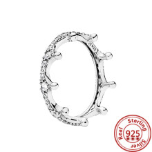 100% Argent Sterling 925 Princess Tiara Crown Sparkling Love Heart ,CZ Rings for Women Engagement Jewelry Anniversary