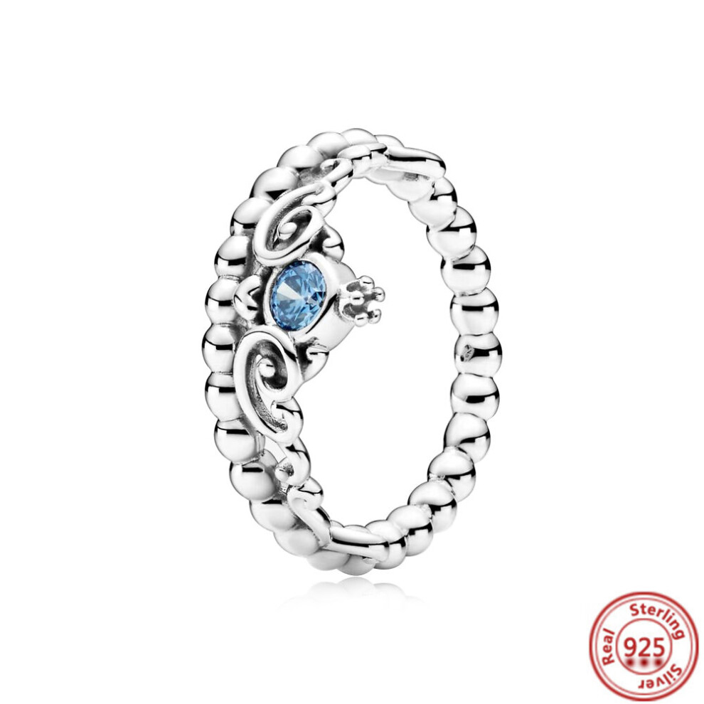 100% 925 Sterling Silver Princess Tiara Crown Sparkling Love Heart ,CZ Rings for Women Engagement Jewelry Anniversary