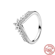 100% 925 Sterling Silver Princess Tiara Crown Sparkling Love Heart ,CZ Rings for Women Engagement Jewelry Anniversary